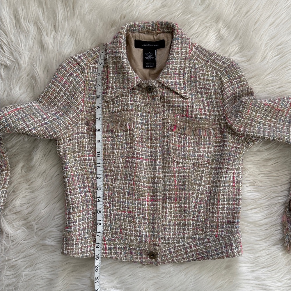 Calvin Klein Jeans Tweed Multicolor Zip-Up Jacket Size M - Picture 13 of 13